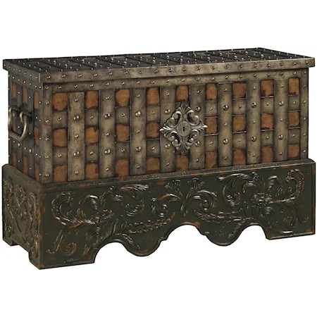 Colonel Donnelley's Musket Case Lift-Lid Trunk with Decorative Wrought Iron